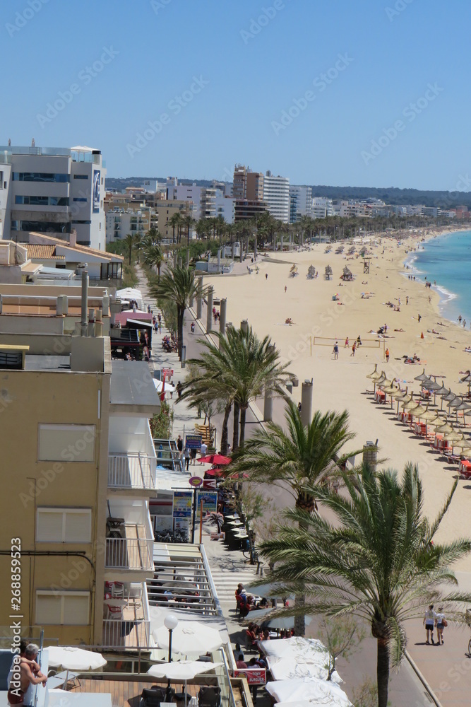 Fototapeta premium tourist on the beach of can pastilla majorca spain may 2019