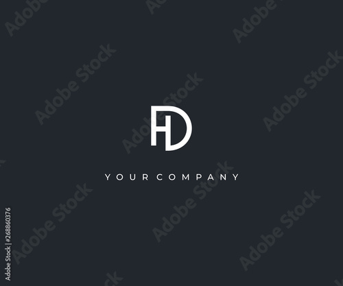 DH D H letter minimalist logo design template