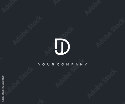 DJ D J letter minimalist logo design template