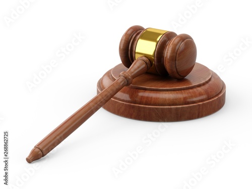 3D rendering Wooden gavel, Judge Hammer