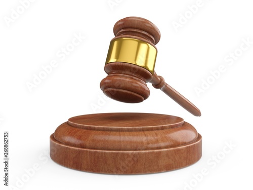 3D rendering Wooden gavel, Judge Hammer