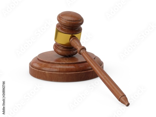 3D rendering Wooden gavel, Judge Hammer