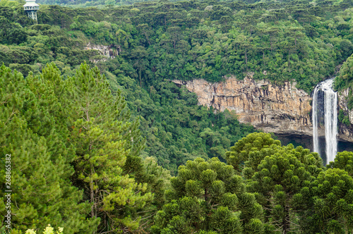 Caracol waterfall at Canela city, Rio Grande do Sul, Brazil                               