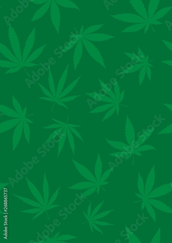 Seamless pattern of marijuana leaves. Vector template Cannabis Sativa leaf for design, card, invitation, placard, brochure, flyer.