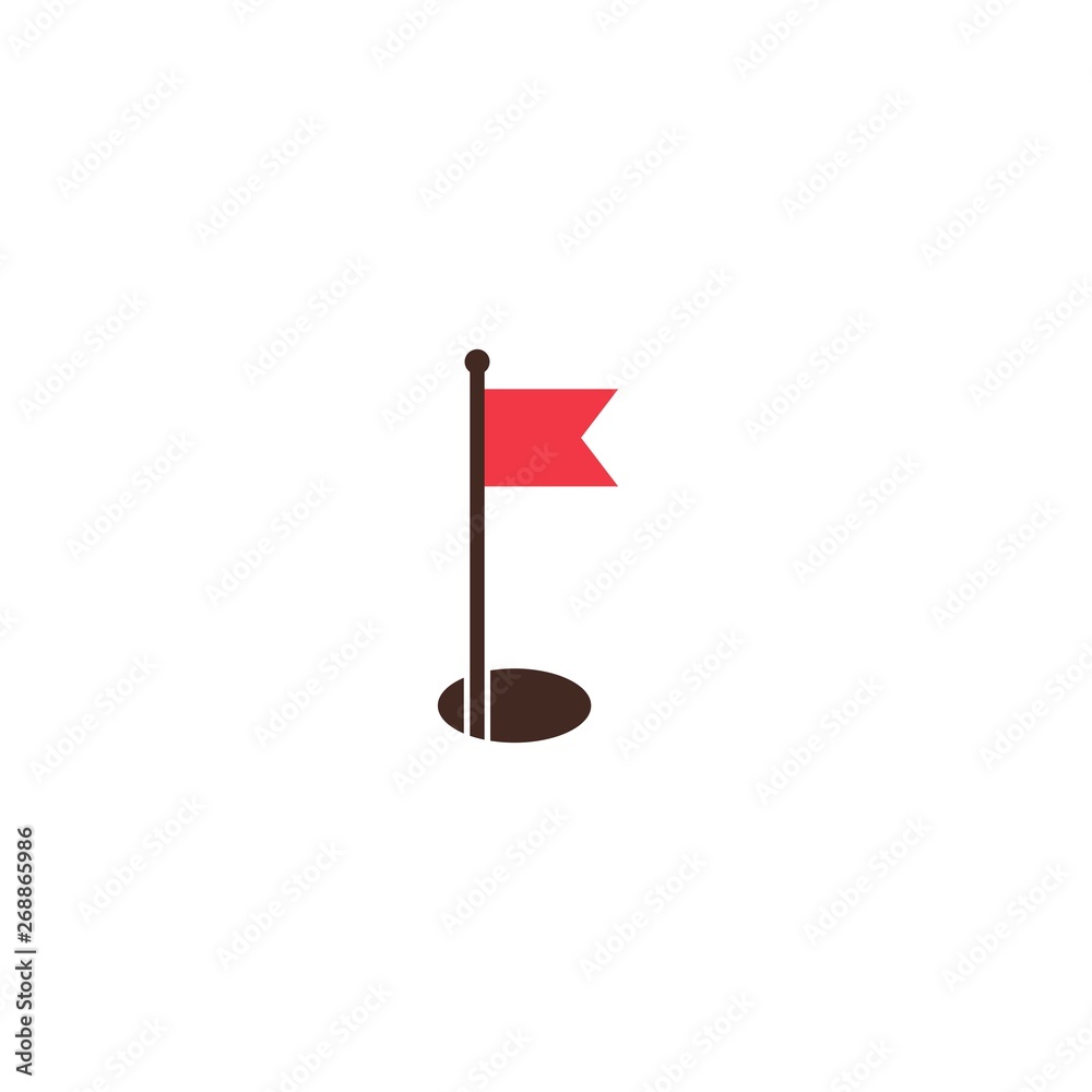 red flag with outline icon. Isolated on white background. Flat vector red flag with outline icon. Isolated on white background. Flat vector