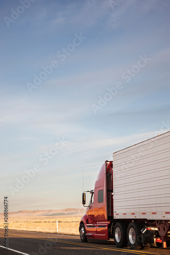 Commercial truck on highway.