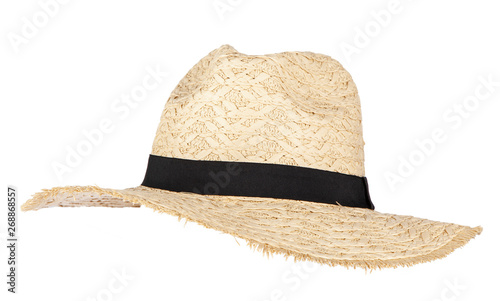 Obraz na plátně Summer straw hat isolated on white background