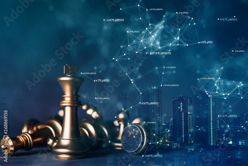 strategy competitive ideas concept with chess board game vintage color tone