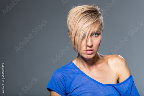 Haircut. Hairstyle, woman with short hair