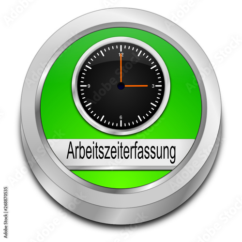 Time Tracking Button - in german - 3D illustration