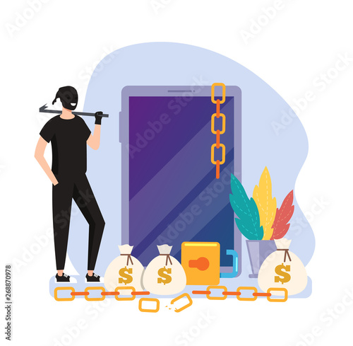 Cyber internet crime concept. Vector flat graphic design cartoon illustration