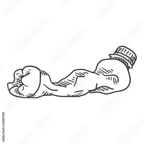 Vector Sketch Illustration - Crumpled Empty Plastic Bottled