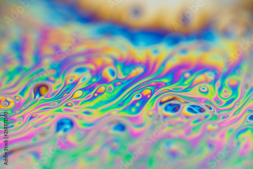 Reflections of a soap bubble close up photo