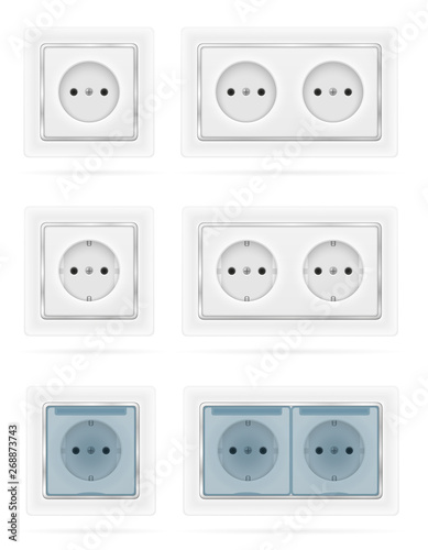 electrical socket outlet for indoor electricity wiring stock vector illustration