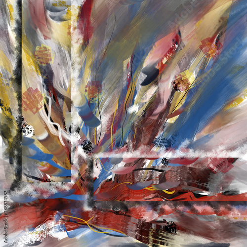 Abstract image red blue yellow flower