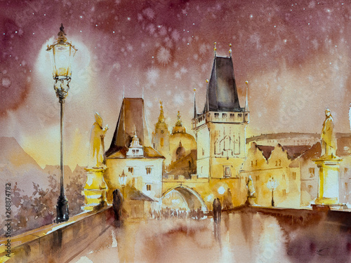 Photography Charles Bridge, historic bridge that crosses the Vltava river