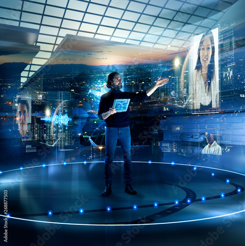 Hi-tech business video conferencing