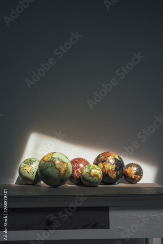 Bunch of miniature globes photo