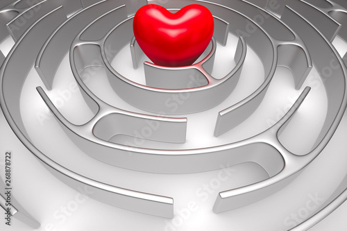 Circle maze and heart on wh...