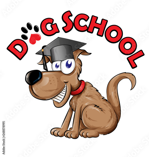 dog school cartoon isolated on white background
