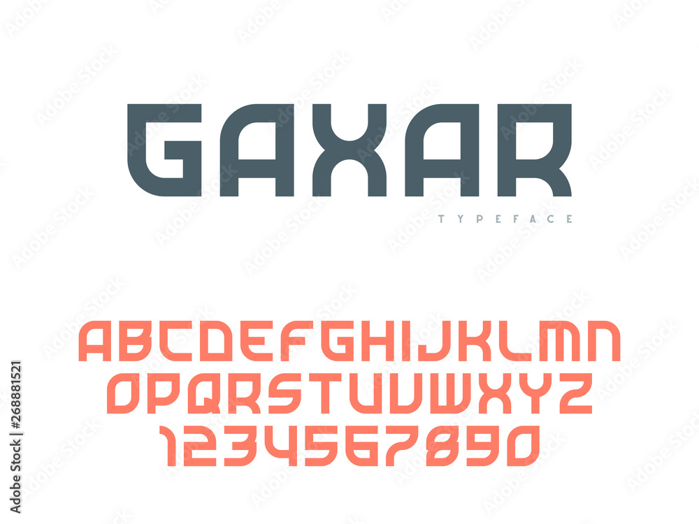 Fototapeta premium Latin uppercase alphabet letters and numbers. Abstract font. Vector illustration