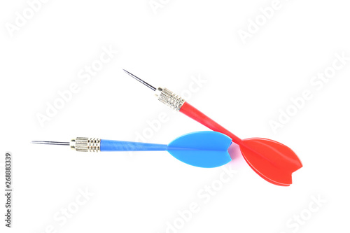 Blue and red dart isolated on white background © 5second