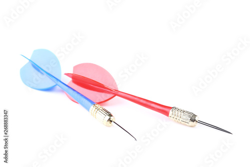 Blue and red dart isolated on white background