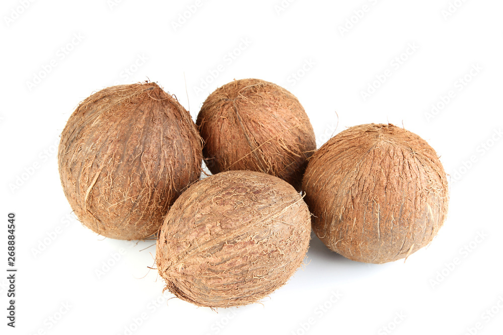 Ripe coconuts isolated on white background Ripe coconuts isolated on white background