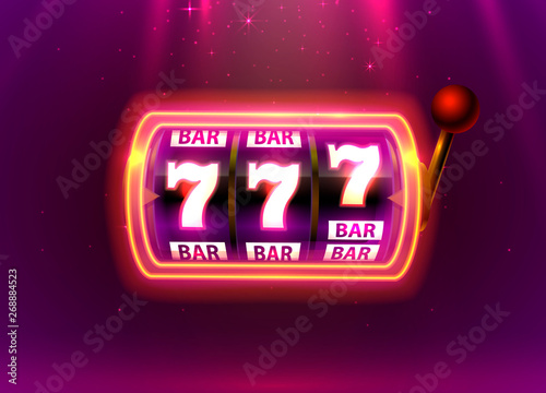 Neon slot machine wins the jackpot bar