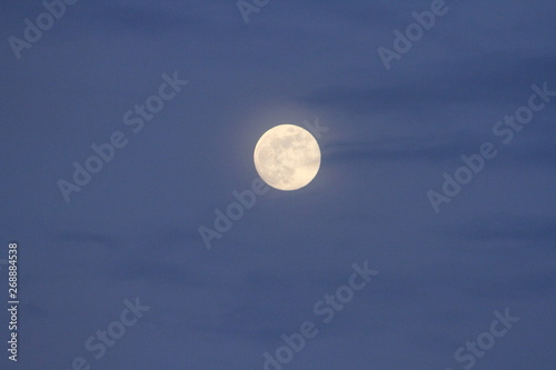 Full Moon on Blue Sky with Clouds at Dusk © Michael