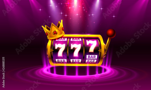 King slots 777 banner casino on the purple background.