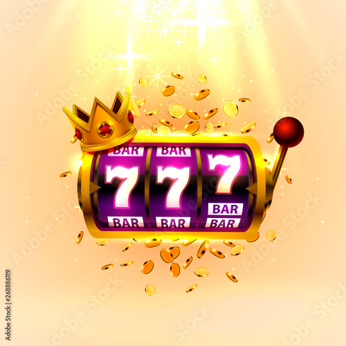 King slots 777 banner casino on the golden background.