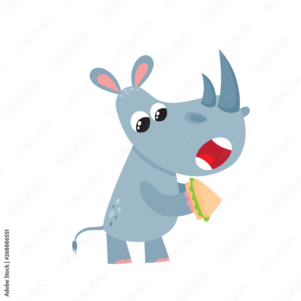 Vector illustration of cartoon animal - rhinoceros isolated on white Vector illustration of cartoon animal - rhinoceros isolated on white