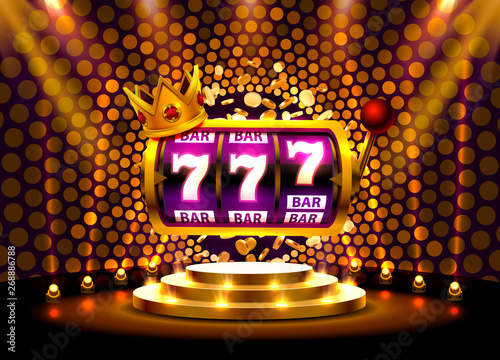 King slots 777 banner casino on the golden background.