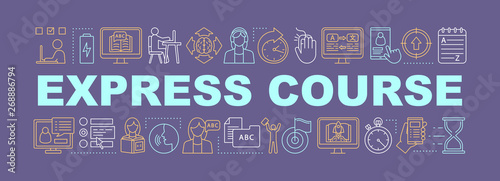 Online language course word concept banner