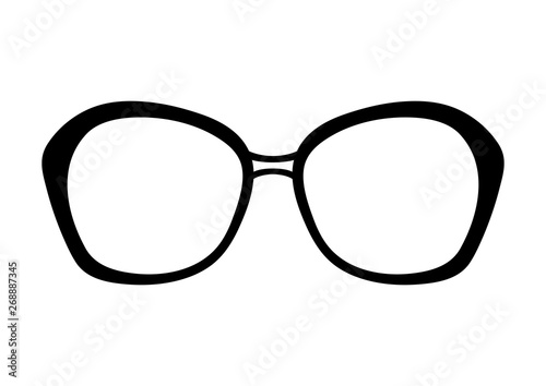 Glasses vector. Accessory art black collection cool flat design. Vector illustration of elegan spectacles in black frame white background