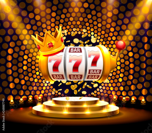 King slots 777 banner casino on the golden background.