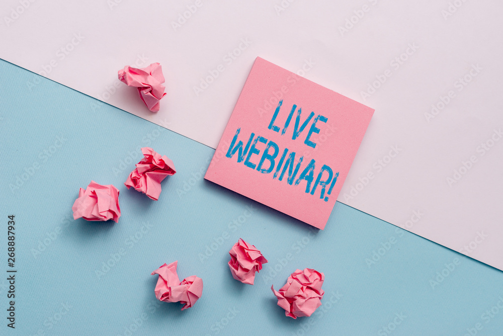 Text sign showing Live Webinar. Business photo showcasing presentation lecture or seminar transmitted over Web Note papers and stationary placed sideways on top of softhued backdrop Text sign showing Live Webinar. Business photo showcasing presentation lecture or seminar transmitted over Web Note papers and stationary placed sideways on top of softhued backdrop