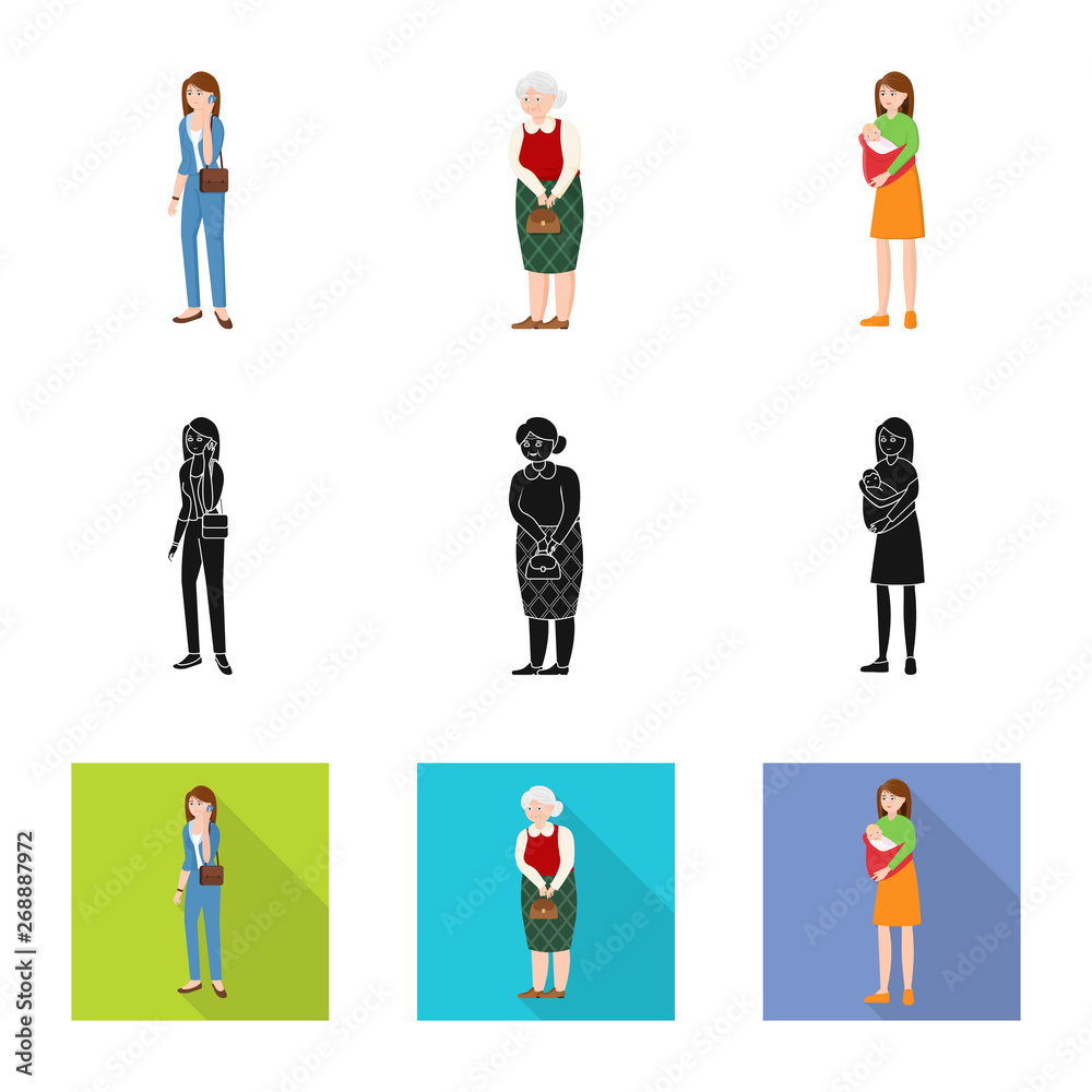 Vector design of character and avatar  symbol. Set of character and portrait stock symbol for web.