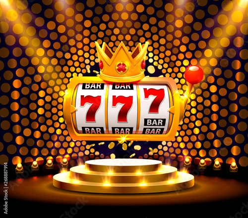 King slots 777 banner casino on the golden background.