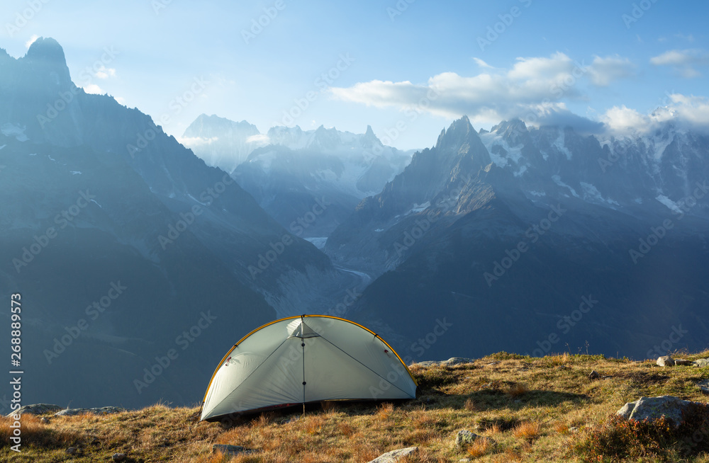 Tent in the mountains near Chamonix, France.