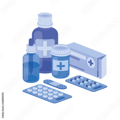 medicine drugs on white background