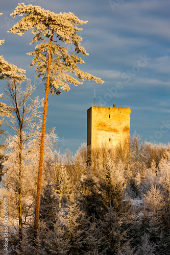 frosty morning in Landstejn castle, Czech Republic photo