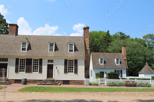 Colonial style houses in a street in the summer, Virginia, USA