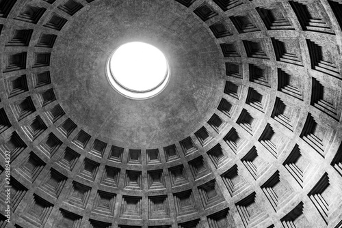 Monumental ceiling of Pantheon - church and former Roman temple, Rome, Italy