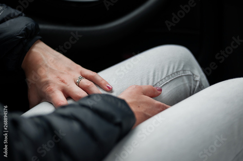 Woman resting during a long drive.