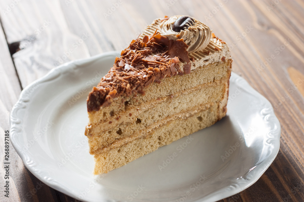 piece of mocha butter cream cake piece of mocha butter cream cake