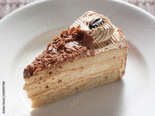 piece of mocha butter cream cake