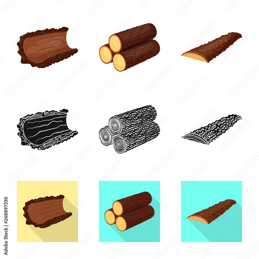 Isolated object of tree and raw sign. Set of tree and construction stock symbol for web. Isolated object of tree and raw sign. Set of tree and construction stock symbol for web.