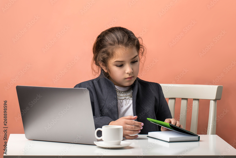 using laptop to studying . business girl . work - study fatigue using laptop to studying . business girl . work - study fatigue